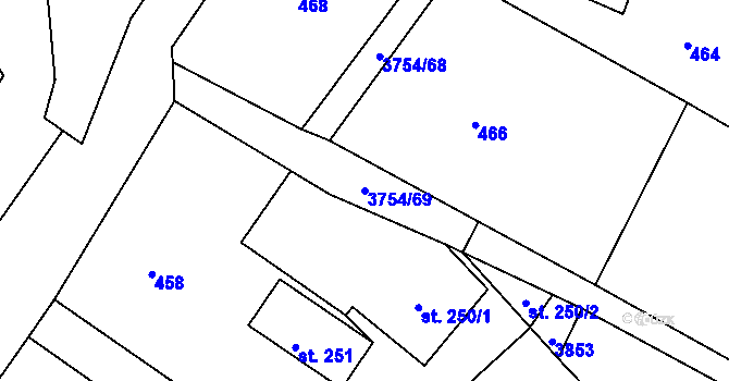 Parcela st. 3754/69 v KÚ Razová, Katastrální mapa