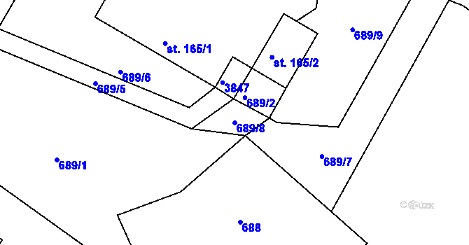 Parcela st. 689/8 v KÚ Razová, Katastrální mapa