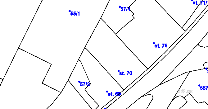 Parcela st. 70 v KÚ Ražice, Katastrální mapa