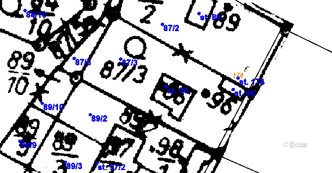 Parcela st. 86 v KÚ Ražice, Katastrální mapa