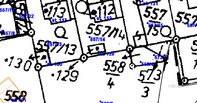 Parcela st. 129 v KÚ Ražice, Katastrální mapa