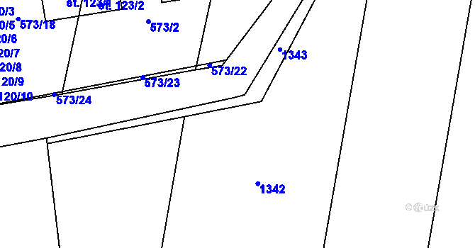 Parcela st. 579/4 v KÚ Ražice, Katastrální mapa