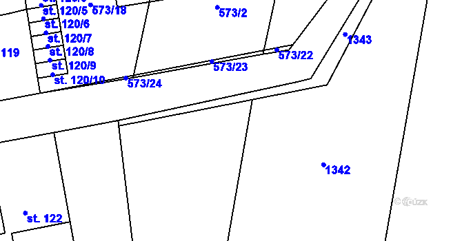 Parcela st. 579/7 v KÚ Ražice, Katastrální mapa