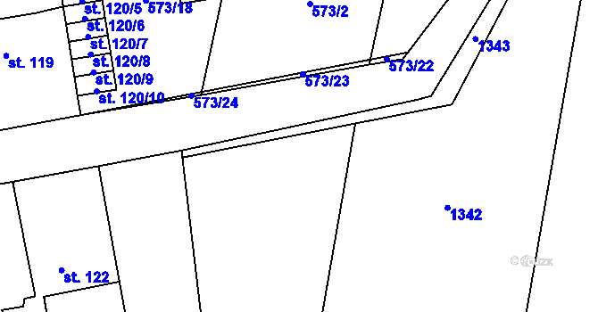 Parcela st. 579/8 v KÚ Ražice, Katastrální mapa