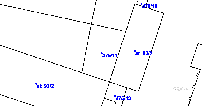 Parcela st. 475/11 v KÚ Ražice, Katastrální mapa