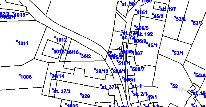 Parcela st. 896/2 v KÚ Ražice, Katastrální mapa