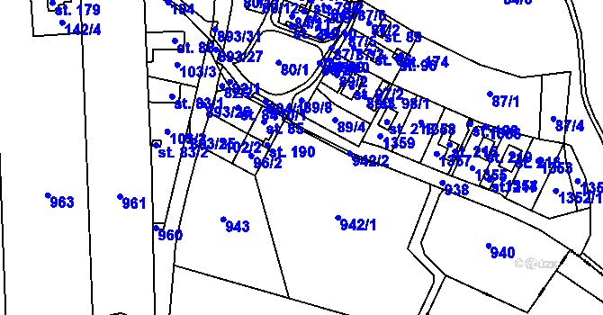 Parcela st. 110/2 v KÚ Ražice, Katastrální mapa