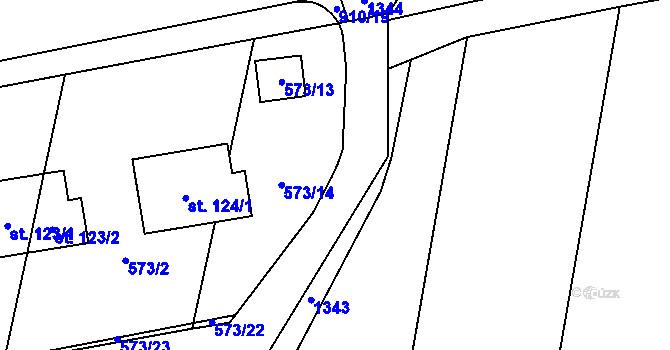Parcela st. 573/20 v KÚ Ražice, Katastrální mapa