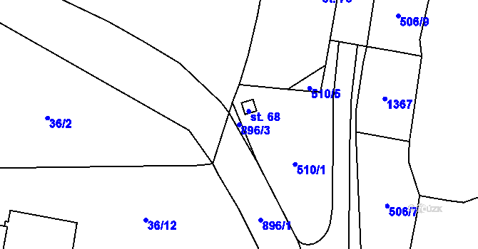 Parcela st. 896/3 v KÚ Ražice, Katastrální mapa