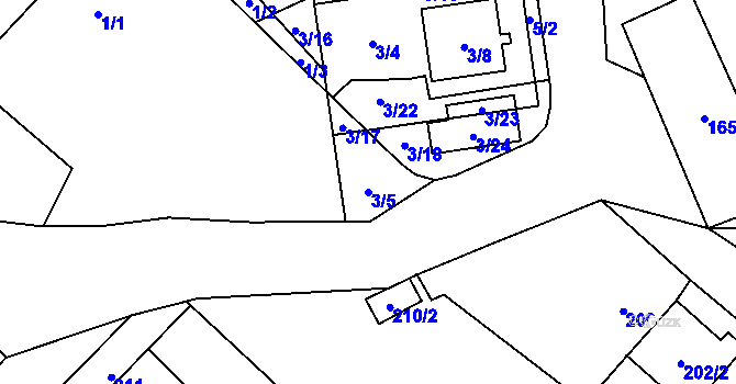 Parcela st. 3/5 v KÚ Rebešovice, Katastrální mapa