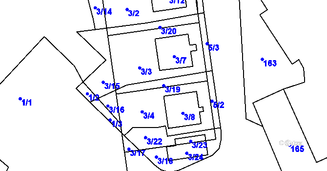 Parcela st. 3/19 v KÚ Rebešovice, Katastrální mapa