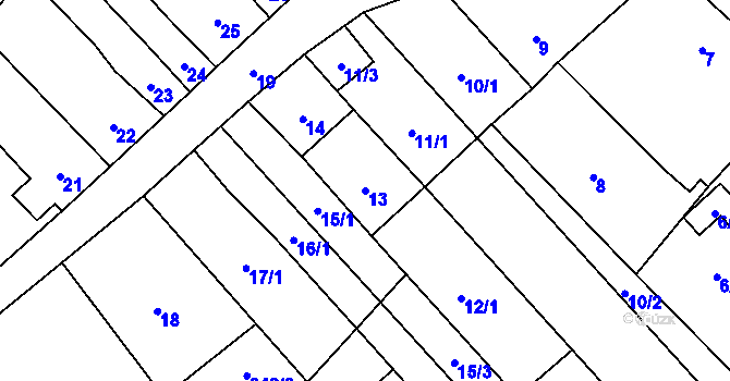 Parcela st. 13 v KÚ Rebešovice, Katastrální mapa