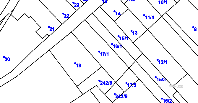 Parcela st. 17/1 v KÚ Rebešovice, Katastrální mapa