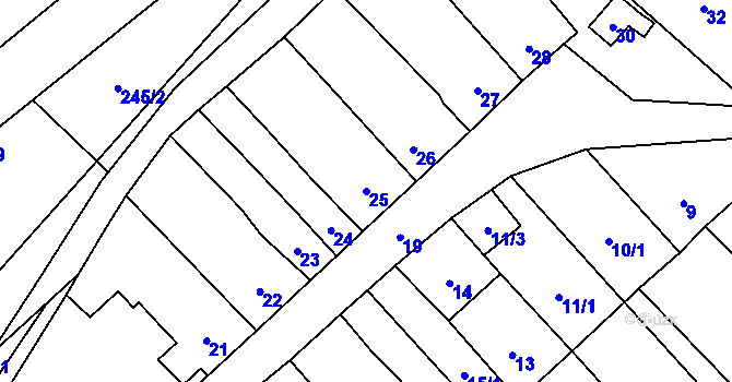 Parcela st. 25 v KÚ Rebešovice, Katastrální mapa