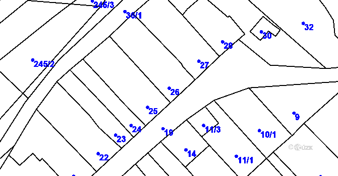 Parcela st. 26 v KÚ Rebešovice, Katastrální mapa