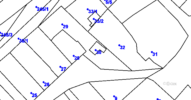 Parcela st. 30 v KÚ Rebešovice, Katastrální mapa