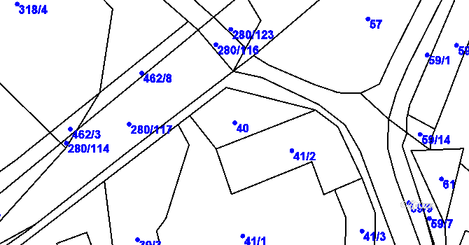 Parcela st. 40 v KÚ Rebešovice, Katastrální mapa