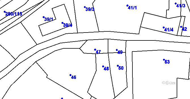Parcela st. 47 v KÚ Rebešovice, Katastrální mapa