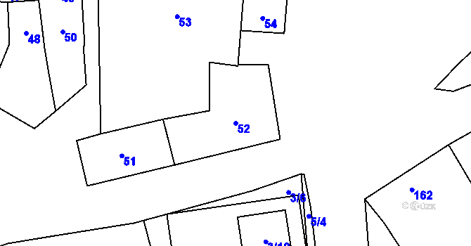 Parcela st. 52 v KÚ Rebešovice, Katastrální mapa