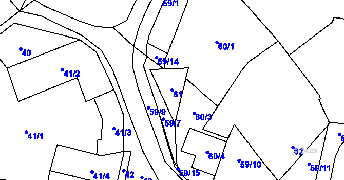 Parcela st. 61 v KÚ Rebešovice, Katastrální mapa