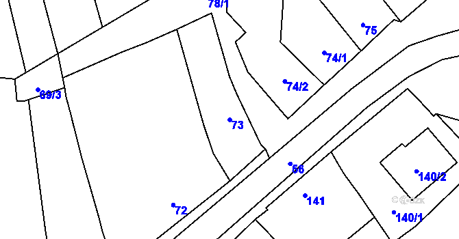 Parcela st. 73 v KÚ Rebešovice, Katastrální mapa