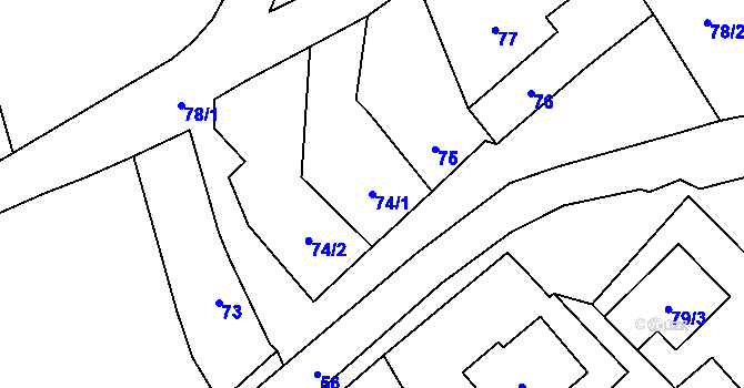 Parcela st. 74/1 v KÚ Rebešovice, Katastrální mapa