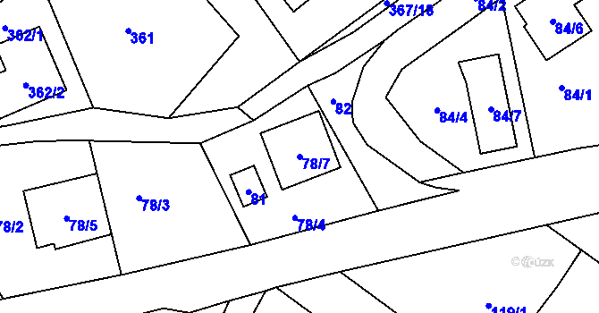 Parcela st. 78/7 v KÚ Rebešovice, Katastrální mapa