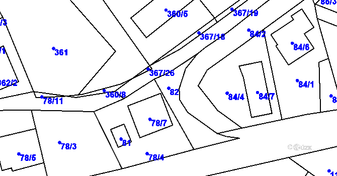 Parcela st. 82 v KÚ Rebešovice, Katastrální mapa