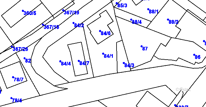 Parcela st. 84/1 v KÚ Rebešovice, Katastrální mapa