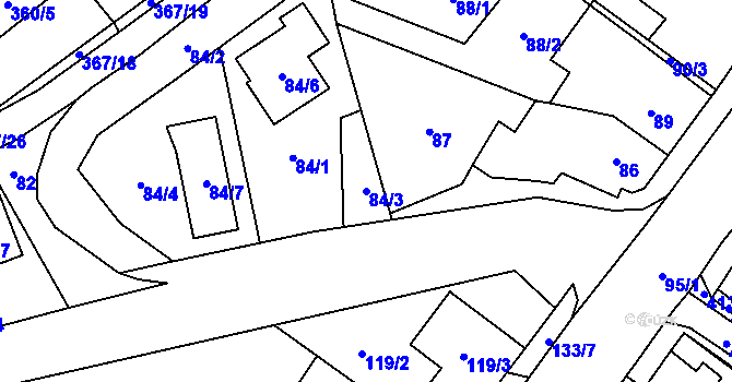 Parcela st. 84/3 v KÚ Rebešovice, Katastrální mapa