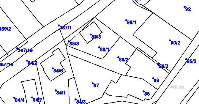 Parcela st. 88 v KÚ Rebešovice, Katastrální mapa