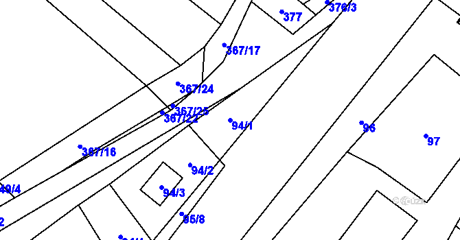 Parcela st. 94/1 v KÚ Rebešovice, Katastrální mapa