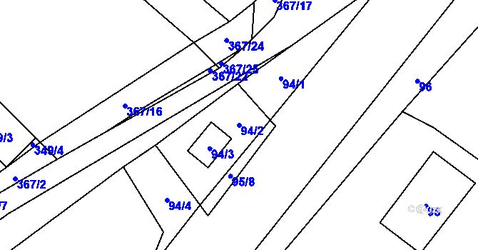 Parcela st. 94/2 v KÚ Rebešovice, Katastrální mapa