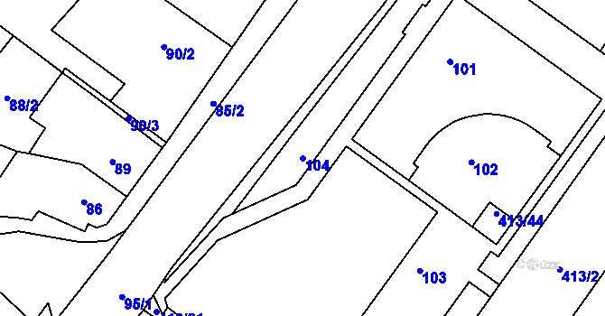 Parcela st. 104 v KÚ Rebešovice, Katastrální mapa