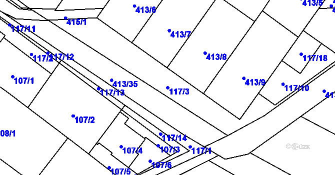 Parcela st. 117/3 v KÚ Rebešovice, Katastrální mapa