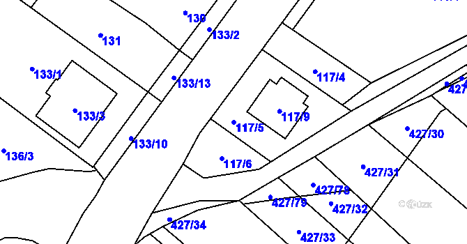 Parcela st. 117/5 v KÚ Rebešovice, Katastrální mapa