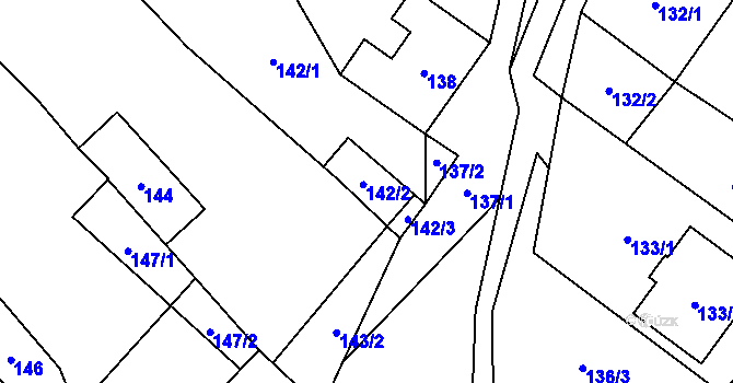 Parcela st. 142/2 v KÚ Rebešovice, Katastrální mapa