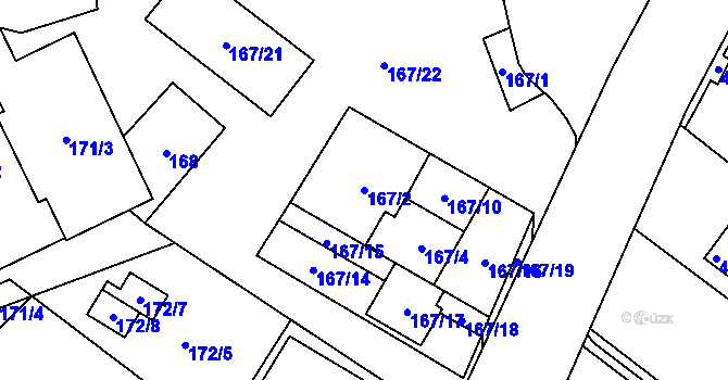 Parcela st. 167/2 v KÚ Rebešovice, Katastrální mapa