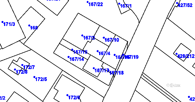 Parcela st. 167/4 v KÚ Rebešovice, Katastrální mapa
