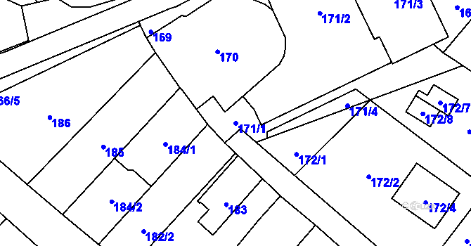 Parcela st. 171/1 v KÚ Rebešovice, Katastrální mapa