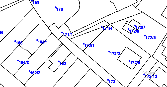 Parcela st. 172/1 v KÚ Rebešovice, Katastrální mapa