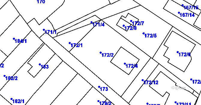 Parcela st. 172/2 v KÚ Rebešovice, Katastrální mapa