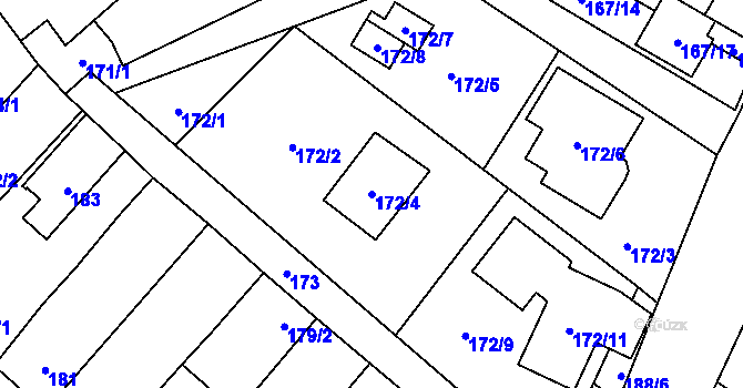 Parcela st. 172/4 v KÚ Rebešovice, Katastrální mapa
