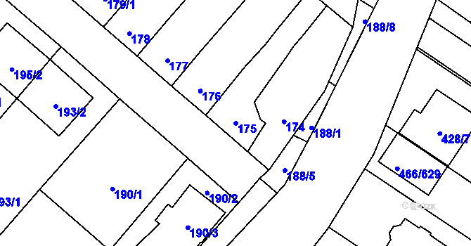 Parcela st. 175 v KÚ Rebešovice, Katastrální mapa