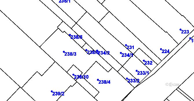 Parcela st. 234/2 v KÚ Rebešovice, Katastrální mapa