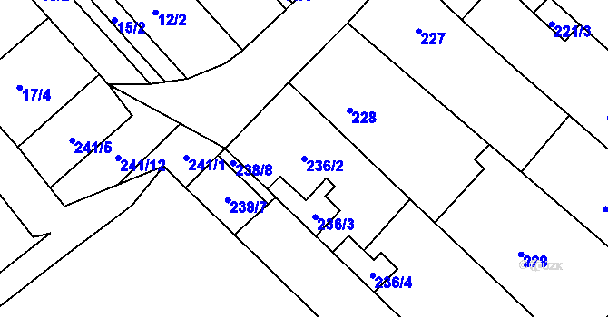 Parcela st. 236/2 v KÚ Rebešovice, Katastrální mapa