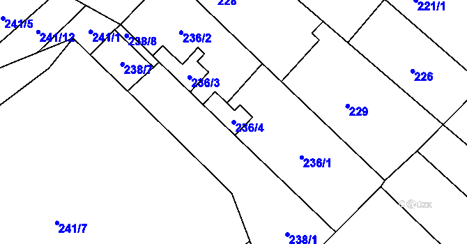 Parcela st. 236/4 v KÚ Rebešovice, Katastrální mapa