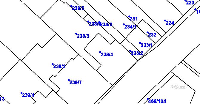 Parcela st. 238/4 v KÚ Rebešovice, Katastrální mapa