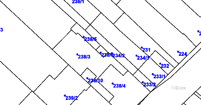 Parcela st. 238/6 v KÚ Rebešovice, Katastrální mapa