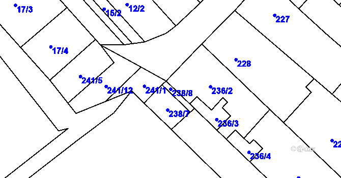 Parcela st. 238/8 v KÚ Rebešovice, Katastrální mapa